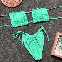 bañador unicolor para mujer, conjunto de Bikini brasileño Sexy con Tanga, traje de baño con cordones, ropa de playa 2025 - details 2