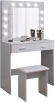 Espejo, 2 Cajones Grandes y Taburete, Blanco, 80x40x140cm - details 3