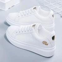 Zapatillas de correr para mujer, zapatos informales con cordones y flores bordadas, transpirables, color blanco, primavera y otoño - details 1