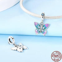 Encantos de Plata Esterlina S925 con Mariposa Flor y Corazón para Pulsera Original de 3mm Joyería Fina de Cumpleaños para Mujeres Material de Metal con Zirconia - details 14