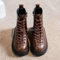 Nuevas botas planas de invierno a la moda con tobillo alto, zapatos deportivos de cuero para exteriores para niñas, zapatos baratos americanos de marca para niños - details 4