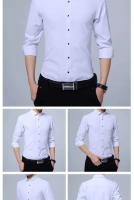Camisa blanca de manga larga de tres botones para hombre, estilo informal coreano, verano - details 6