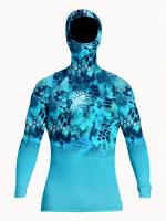 Camiseta deportiva con capucha de camuflaje para hombre, Protección solar transpirable de manga larga para surf y buceo - details 5