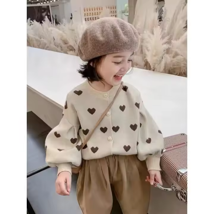 Chaqueta de punto para niña, Ue Loose, diseño jacquard, moda infantil - 1