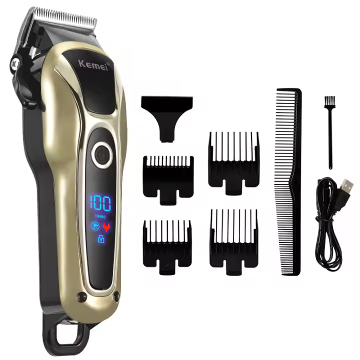 Kemei-cortadora de pelo eléctrica para hombre, cortadora de pelo profesional hine, Barbero, carga rápida por USB, con pantalla LCD - 1