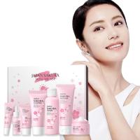 7 uds/5 uds/Set Sakura conjunto de cuidado de la piel para mujer regalo crema Facial suero tóner limpiador Facial protector solar crema para ojos caja de regalo cara W1W3 - details 1