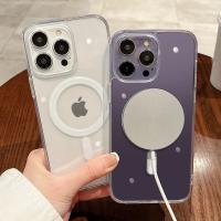 Para Magesafe funda de carga inalámbrica transparente magnética para iPhone 11 12 13 14 15 16 Pro Max Plus Mini X 7 8 cubierta de PC a prueba de golpes - details 5