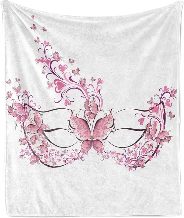 Manta de mascarada, vestido de carnaval, tradición de siglos de Venecia, diseño temático, pieza decorativa de franela, funda de sofá suave para adultos, blanco rosa - 1