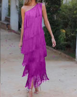 Vestido de mujer，Vestido de noche asimétrico sin mangas de cuello Diagonal de fiesta sin mangas - details 4