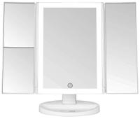 LZ1217 Espejo Cosmético, Espejo Trifold con 1x/2x/3x/10x de Aumento, Pantalla Táctil Ajustable y Barra de Luz LED, Espejo Cosmético Iluminado para Mesa - details 1