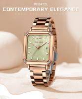 Reloj cuadrado mini de lujo para mujer con esfera de nácar, correa luminosa de acero inoxidable, reloj de moda, regalo para mujer - details 0