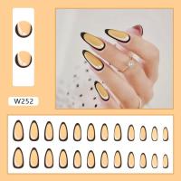 24pcs Uñas Postizas Largas Almendra Blancas Francesa Press on Cubiertas Completo Detallables Uñas De Manicura Fáciles De Usar - details 5