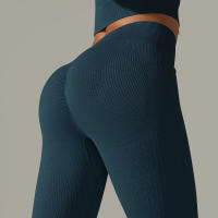 Leggings push-up sin costuras para mujer, pantalones elásticos de cintura alta para entrenamiento, correr, yoga, gimnasio - details 38