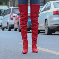 Botas Largas de Moda para Mujer 2025 Punta Afilada, Tacón Alto, Delgado Cuero Sintético - details 4