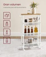 Carro de 4 Niveles, Carro Estrecho de Cocina con Ruedas, con Asa, para Espacio Reducido, 22 x 45,4 x 77 cm, para Cocina, Baño, Salón, Estudio, Marrón Rústico y Negro LRC033B01 - details 25