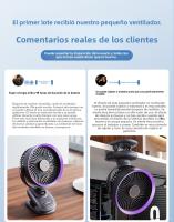 Ventilador USB Portátil con Luz Nocturna Rotación de 360°, 3 Velocidades, Silencioso y Ahorro Energético para Cama/Escritorio/Pared - details 0