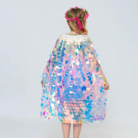 Chal de lentejuelas Multicolor con purpurina para niñas, capa brillante, capa de princesa de hadas, fiesta de Navidad, ropa de Halloween para niños, moda - details 7