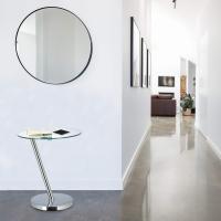 Mesa Auxiliar Redonda de Cristal-Acero Cromado Mesita de Café Mesilla Salón 52 x 45 x 45cm Plateado - details 4