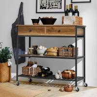 Cocina Carrito de Servir Multiusos con 2 Estantes y 2 Cajones 110 x 55 x 91 cm FKW112-PF ES - details 1