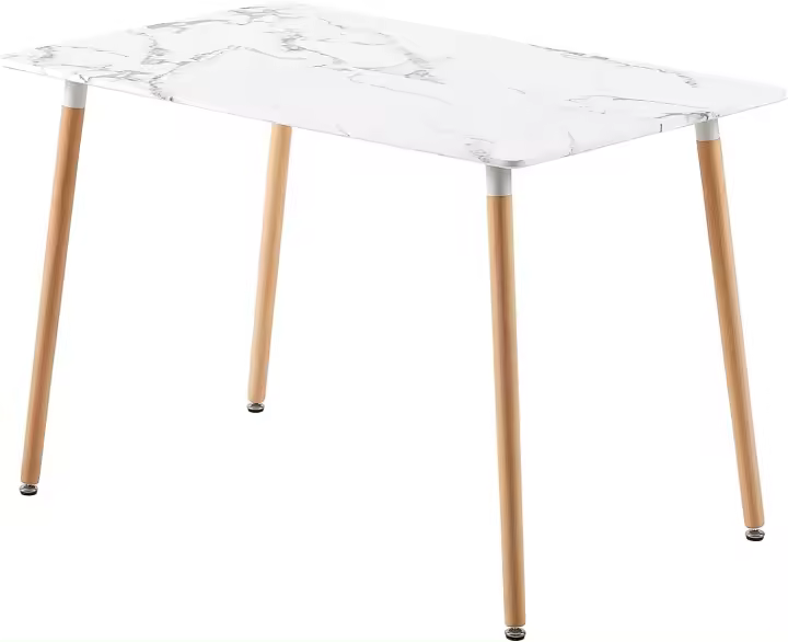 Mesa de Comedor Rectangular de Madera de Diseño Escandinavo para 4 a 6 Personas Blanca 110 x 70 x74 cm (Sólo Mesa) - 1