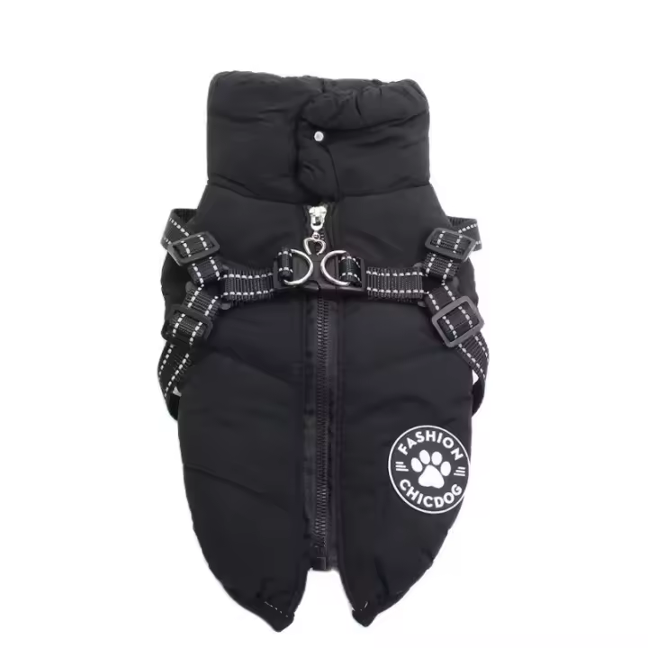 Chaqueta de Abrigo para Mascotas Calentita con Capucha Traje de Correa con Cremallera para Perros y Gatos 4 Colores Disponibles - 1