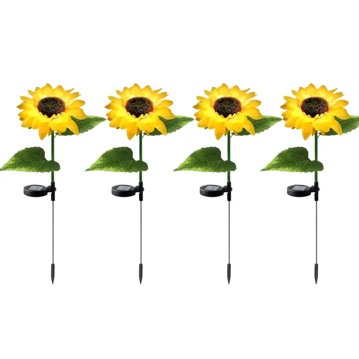 Luces de Girasol Solar 4Pack Decoración de Jardín al Aire Libre Impermeable 50 Lúmenes de Brillo - 1