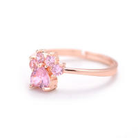 Anillos de Compromiso de Cristal de Gato Dibujos Animados para Mujer Joyería de Boda Elegante de Circonita Cúbica Rosa - details 2
