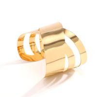 Brazalete ajustable abierto con Cruz de Metal liso Punk para mujer, pulsera de mano ancha, Color dorado exagerado - details 9