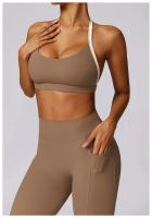 Sujetador Deportivo sin Costuras para Mujeres Encantador y Sexy Halter Bragas de Espalda Liberadas Lencería Sólida Top Femenino Belleza Espalda Inalámbrico Talla Única - details 20