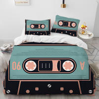 Juego de Ropa de Cama con Música Retro y Nostálgica Funda de Edredón y Funda de Almohada para Cama King Queen Tamaño - details 2