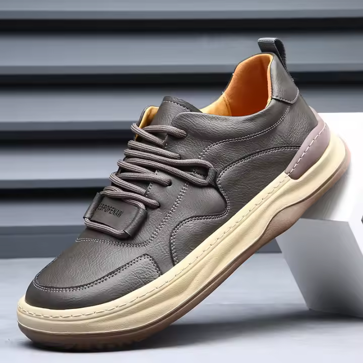 Cuero de vaca, cuero genuino, transpirable, versátil, deportivo, casual, zapatos para hombre - 1