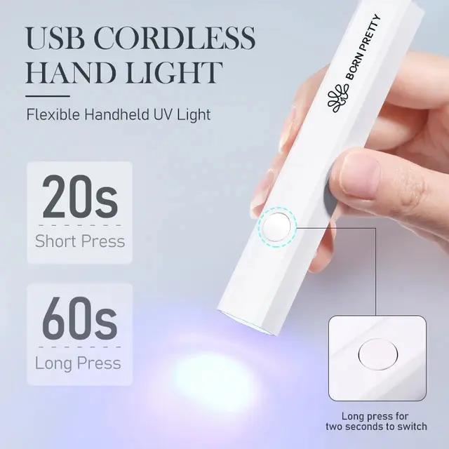 BORN PRETTY-Lámpara LED portátil para uñas de Gel, miniluz UV de mano, inalámbrica, recargable por USB, 1 unidad - 1
