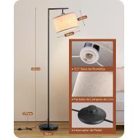 Pantalla de Lino Beige, Casquillo E27, Compatible con Varias Bombillas, 160cm Lámpara de Arco Negra con Pantalla Ajustable para Dormitorio, Salón, Oficina - details 3