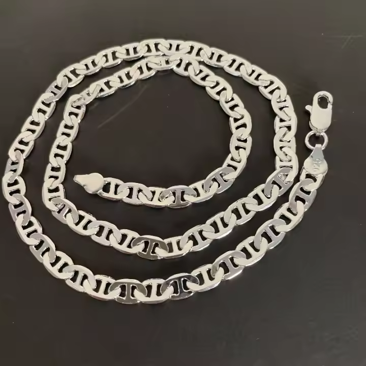 Collar de ley para hombre y mujer, de 6MM collar en forma de Z, regalo de joyería, 45-60CM - 1