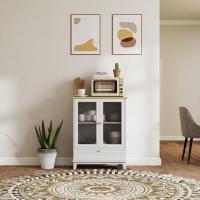 Aparador de Vidrio de 2 Puertas Mueble Ajustable para Sala de Estar y Dormitorio 68x35x85 cm - details 7