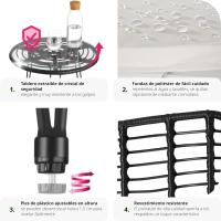 Conjunto de Jardín Exterior de Acero Resistente a la Intemperie 2 Sillas con Cojines (Fundas Extraíbles), 1 Mesa con Cristal Natural - details 12