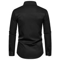 Camisa de Hombre con Bloques de Color a Rayas para Primavera Camisa de Manga Larga para Negocios Casual Blusa Social para Fiesta en Oficina Material Exterior de Poliéster - details 9