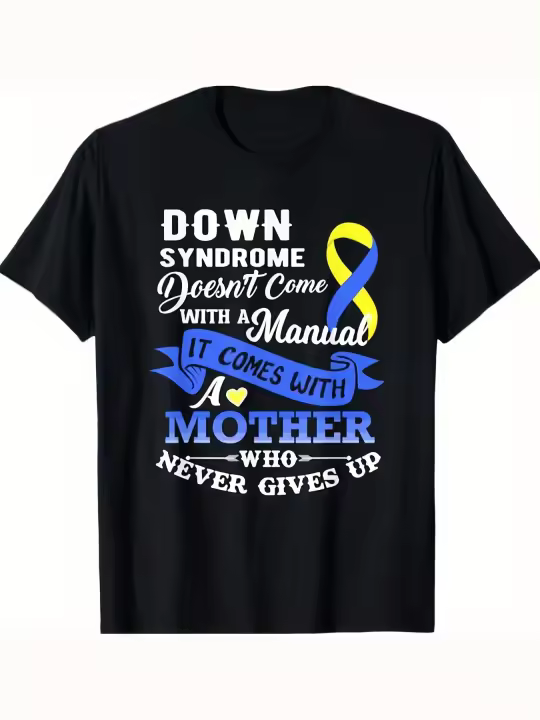 El síndrome de Down no viene con un manual Camisa para madre Regalo para papá Manga corta con cuello redondo suave y cómoda - 230 g - 1