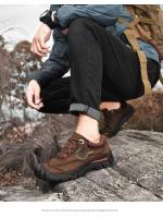 Zapatos de senderismo de cuero genuino para hombre, zapatillas de escalada anticolisión para acampar al aire libre, con cordones, Trekking - details 15