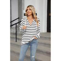 Sudadera con capucha de moda coreana para mujer, manga larga, rayas, primavera-otoño, top novedoso - details 2