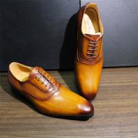 Zapatos de cuero con cordones de piel de vaca cepillada a mano con punta puntiaguda - details 2