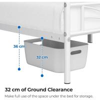 Cama Individual con Espacio Bajo Marco Metal Altura 32 cm Cama Individual con Cabecera para Colchón de 90 x 190 cm Blanco - details 4