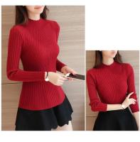 Suéter con volantes y cuello simulado para mujer, jerséis lisos de punto de manga larga, suéter informal a rayas para mujer, Otoño Invierno 2023 - details 4