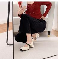 Nuevos zapatos de mujer con plataforma poco profunda y tacones gruesos con combinación de un solo color. - details 19