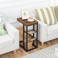 Mesa Adicional de Sofá en Forma de C Plegable Pequeña Mesa de Estilo Industrial con Estante de Almacenamiento Marrón Vintage EBF29SF01 - details 1