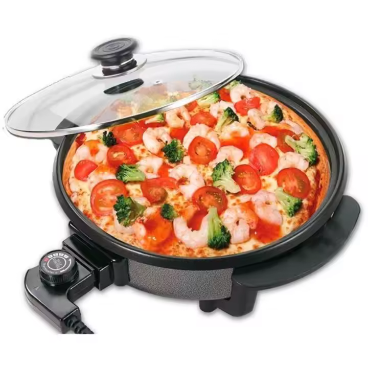 PORCHEDDU Sartén Eléctrica Caliente Super Rápida Super Pizza Pan, Paellera Eléctrica 1500W Máx. 240 ° C Temperatura Regulable Ajustable, Antiadherentes Pizza Pan Eléctrica 36cm, 40cm - 1