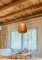 TOMAXIN Lámpara colgante de techo de madera para restaurante, dormitorio en forma de calabaza, estudio, bar, cafetería, retro - details 8