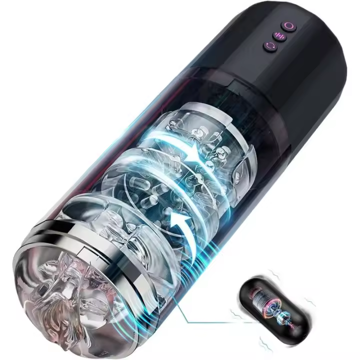 Masturbación masculina giratoria telescópica eléctrica taza de avión dispositivo de entrenamiento de pene punto abultado estimulante Sexual para adultos - 1
