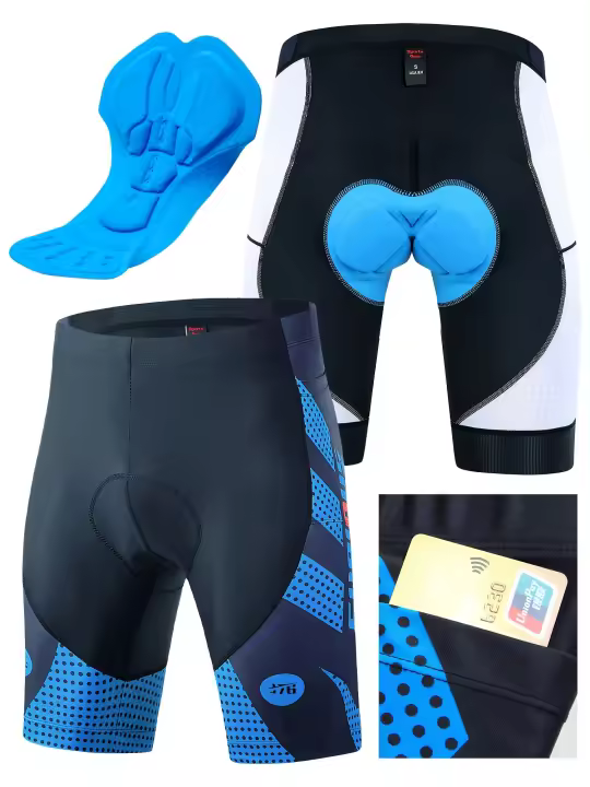 Pantalones cortos de ciclismo de alto rendimiento para hombres con acolchado 3D y bolsillo: ligeros, elásticos y perfectos para carreras y aventuras al aire libre - 1