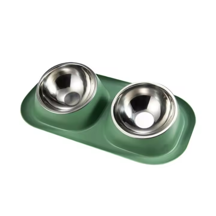 Tazón de Alimentación de Mascotas de Acero Inoxidable Accesorios de Mascota Dobles - 1